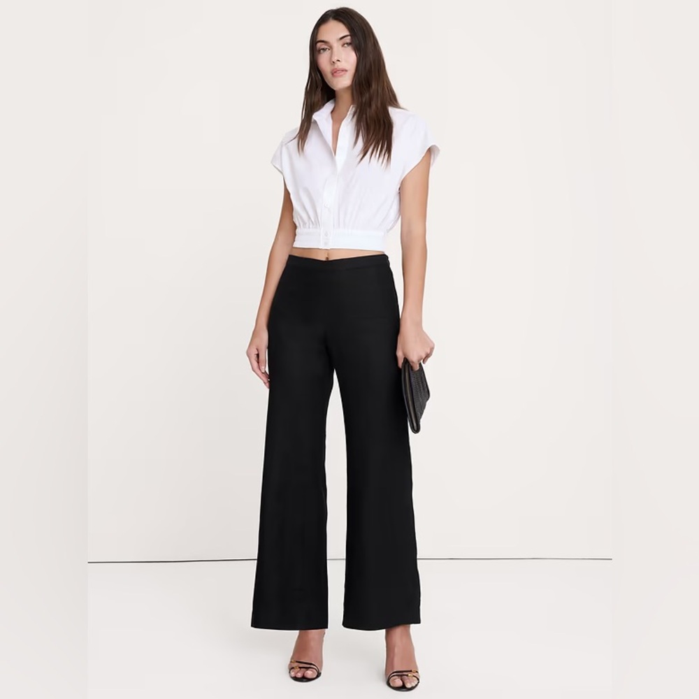 NWT! Banana Republic Mid-Rise Kick-Flare Linen Ankle Pant - 2 Petite #875194 🖤